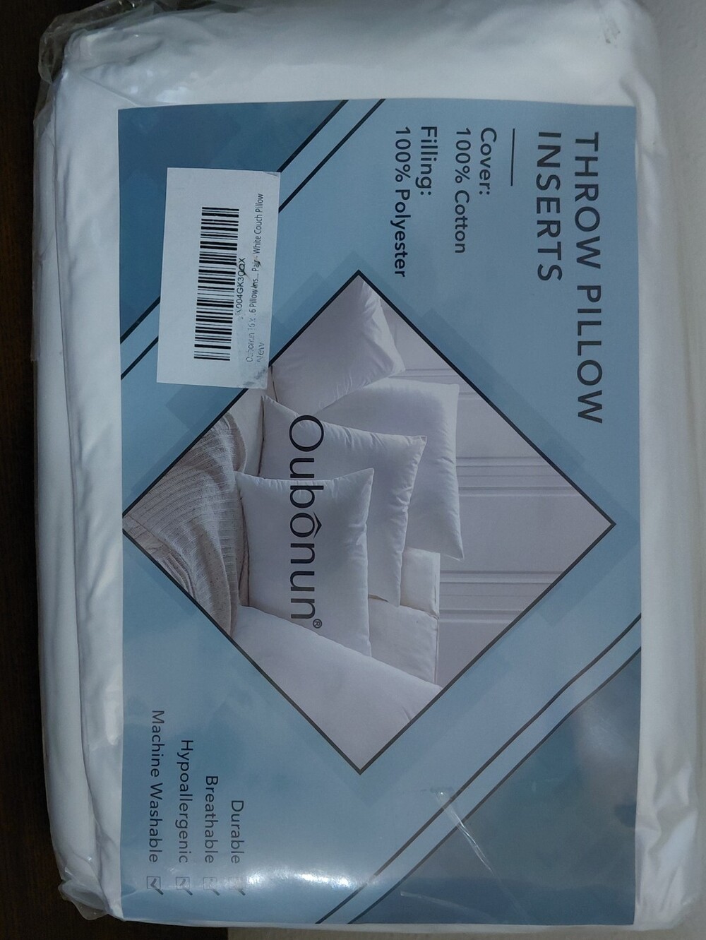 White Throw Pillow Insert - Soft Cotton Cover